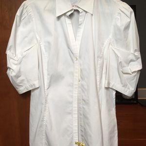 Brooks Brothers white blouse balloon sleeves
